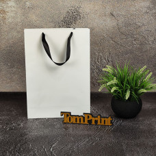 Білий матовий крейдований пакет ШxВxГ 250x350x90 мм, 200 г/м2, підворот під ручки та дно укріплені картоном