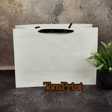 Білий матовий крейдований пакет ШxВxГ 420x300x160 мм, 200 г/м2, підворот під ручки та дно укріплені картоном