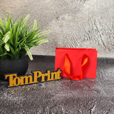 Червоний матовий крейдований пакет ШxВxГ 150x100x60 мм, 170 г/м2, підворот під ручки та дно укріплені картоном