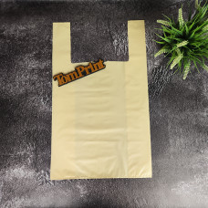 Пакет майка бежевий 35x60см, 60мкм, ПНТ, з боковим фальцем 8 см