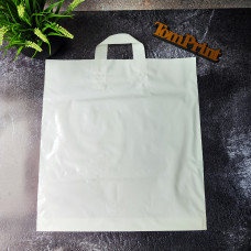 Пакет "петля" білий 40x43см, 95 мкм, ПВТ, донна складка 3 см, ручка біла